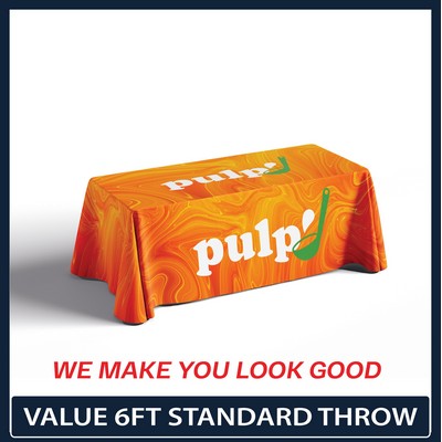 Value - 6' x 30"Top x 29"H - 4 Sided Hemmed Standard Table Throw(Full Coverage Dye Sublimation)